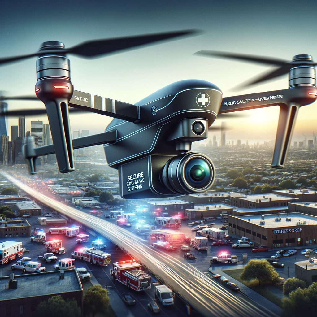 DALL·E 2023-11-28 05.56.38 - An image depicting a secure surveillance drone from AgEagle Aerial Systems Inc. in collaboration with SEALSQ Corp for public safety, government, and d.png
