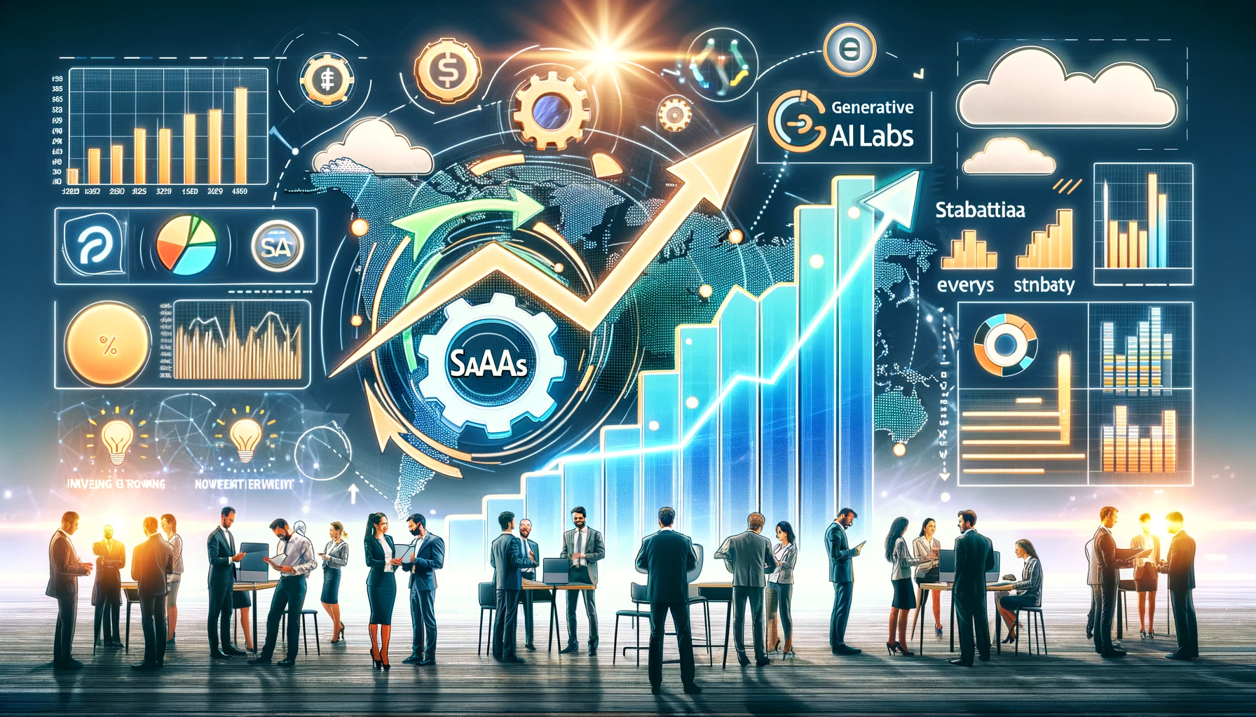 DALL·E 2023-11-30 00.09.46 - An illustration showing the recovery of the European SaaS market, with graphs and charts displaying upward trends in investment and growth. The visual.png