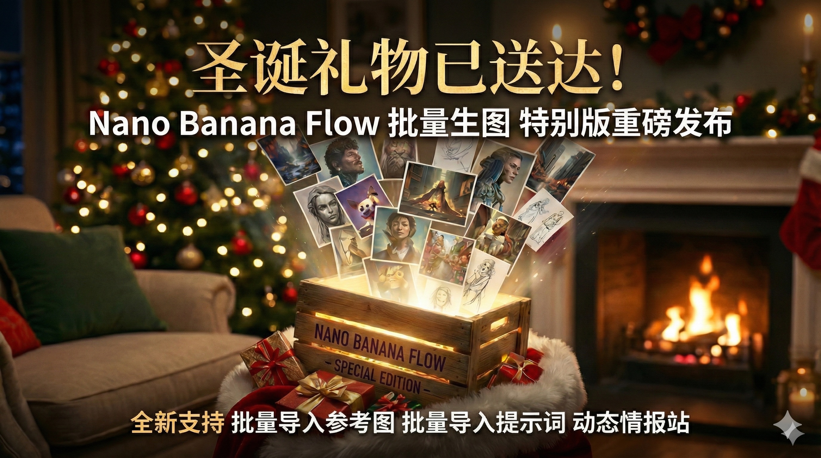 圣诞礼物已送达！NanoBananaFlow批量生图插件（红色特别版）重磅发布！